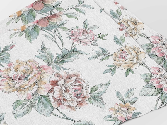 Placemats set, Blooming Peonies, toile de jouy, linen placemats, wedding gift, linen placemats, 100% linen fabric