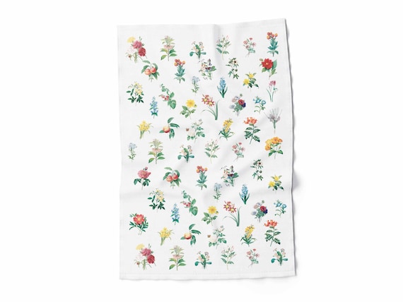 Kitchen Towel, Beautiful Blooming Wild Flowers, 100% linen