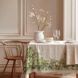 Provence tablecloth, Olives pattern, Linen tablecloth, farmhouse decor, 100% linen fabric, rectangle tablecloth