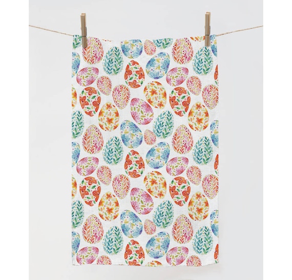 Linen towel, Egg-cellent, Easter kitchen decor, linen hand towel, towel with hook, Easter towel decor