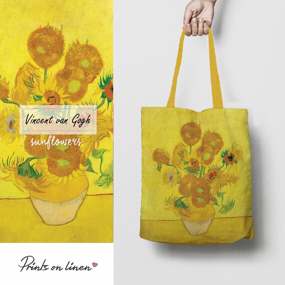 Van Gogh, tote bag, linen bag, art print, birthday gift, shoulder bag, bridal shower, teacher bag, vintage bag, linen tote