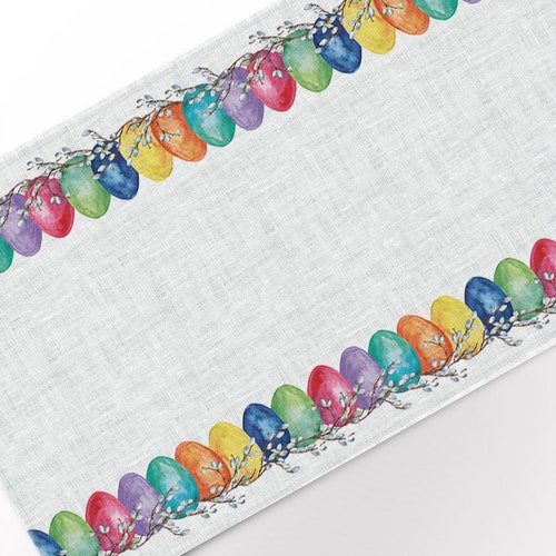 Easter Table Runner Willow Easter Decor Easter Eggs Linen Etsy