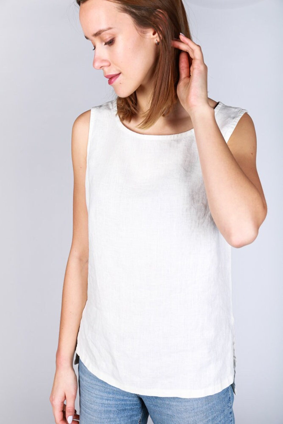 White Linen Shirt, Plain White Linen, Linen Shirt, White Top, White ...