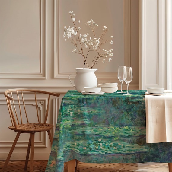 Tablecloth, Monet, Water Lilies, 1904, vintage decor, 100% linen, European Decor