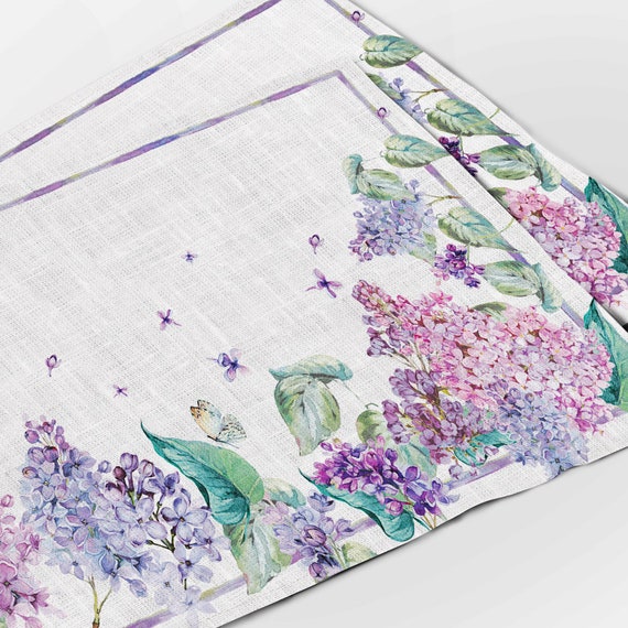 Placemats set, lilac print, linen placemats, wabi sabi, farmhouse decor, fabric placemats, cloth napkins, table decor, mother in law gift