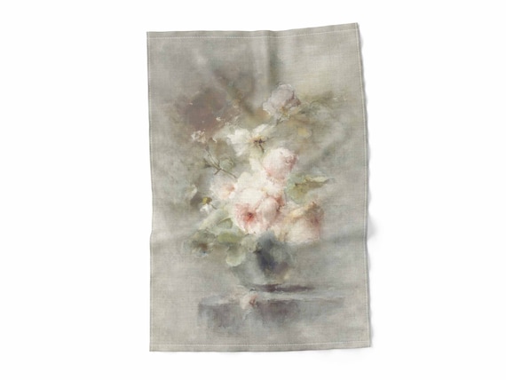 Kitchen towel, Vintage Rose, fabric towel, vintage kitchen towel, 100% linen