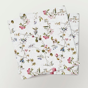 Napkins set, Botanical print, 1778, William Kilnburn, textile, linen napkins, 100% linen, floral print