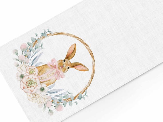 Easter table runner, Baby Bunny, linen table runner, 100% linen, Easter table decor