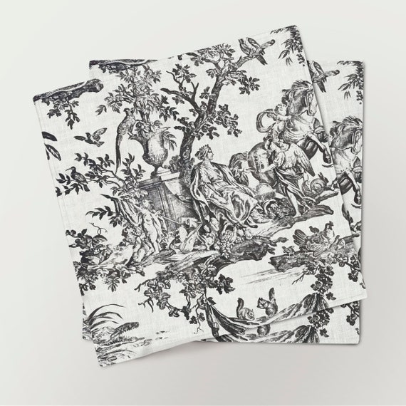 Napkins set, Toile de Jouy, Jean-Baptiste Marie Huet, linen napkins, 100% linen, fabric napkins, hand made in Lithuania