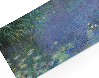 Linen Table Runner, Monet, Water Lilies, Morning, vintage decor, 100% linen, European Decor