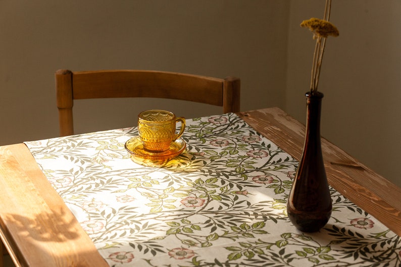 Tischläufer, William Morris, Sweet Briar, 19x56, Vintage Tischläufer, 100% Leinen, Leinentischblatt, maßgefertigter Tischläufer Bild 8