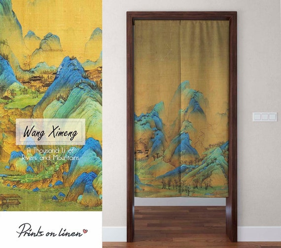 Noren curtain, Wang Ximeng, linen curtains, door curtain, 100% linen, panel curtain, closet cover, window curtains linen