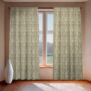 Curtains set, William Morris, Honeysuckle, linen curtains, 100% linen, window curtains, linen curtains, rod pocket