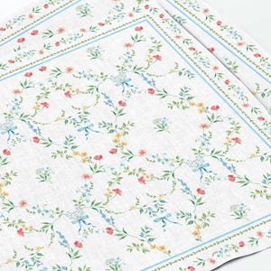 Parisian Romance Floral Linen Placemats – PARIS –Vintage French Garden Table Decor – Elegant Spring & Summer Dining Table Setting