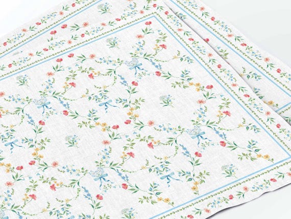 Parisian Romance Floral Linen Placemats – PARIS –Vintage French Garden Table Decor – Elegant Spring & Summer Dining Table Setting