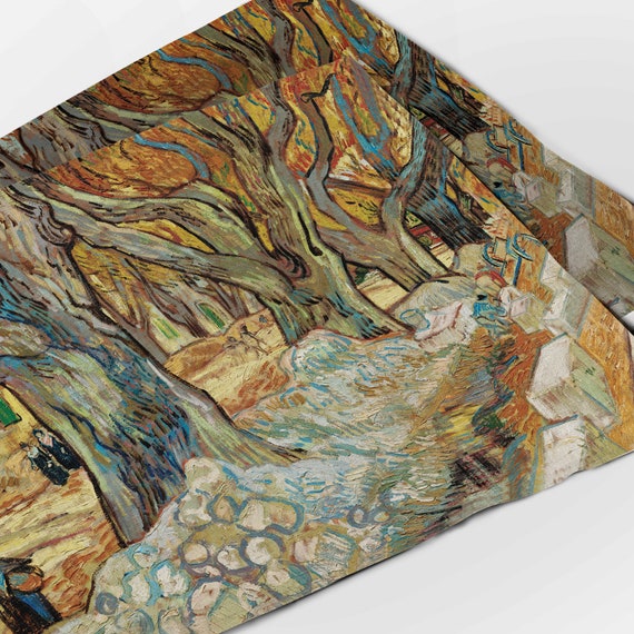 Placemats set, Vincent van Gogh, The Large Plane Trees , 1889, linen placemats, placemats set made in Lithuania, 100% linen