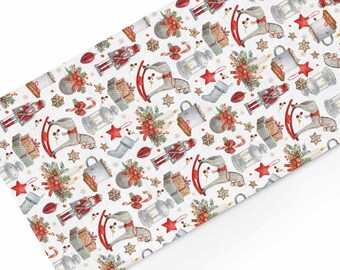 Linnen tafelloper, winterkerstschatten, aangepast formaat