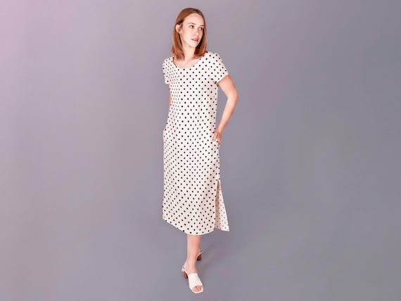 Linen Summer Dress, Polka Dot, Handmade in Europe.