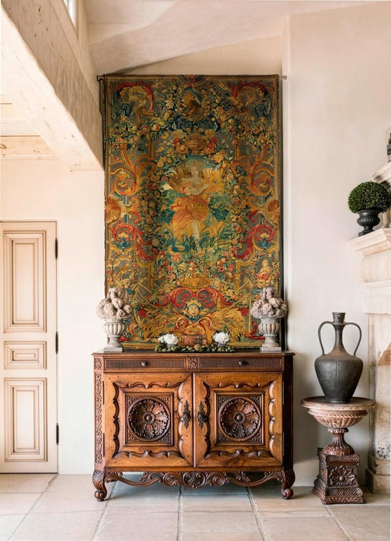 Linen Wall Tapestries "Seasons and Elements", 100% linen, Antique Home Decor