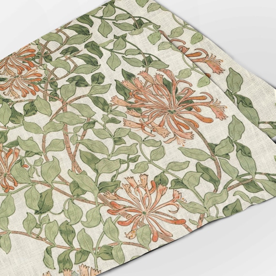 Placemats set, William Morris, Honeysuckle, Table decor, Linen placemats, 100% linen, matching placemats, vintage placemats