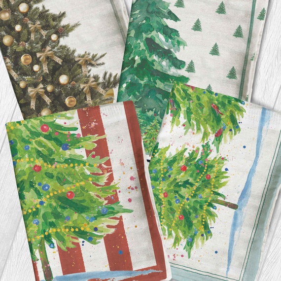 Toalla de Navidad para Cocina con Pino 🎄🎄🎄, Toalla decorada. / Christmas  tree Kitchen Towel. 