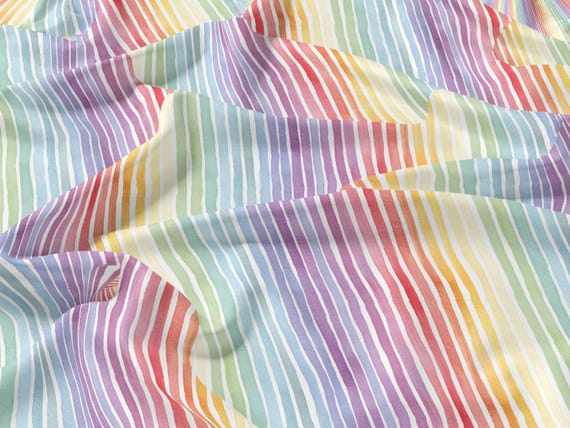 Linen fabric, Rainbow Stripes, Fabric by yard, Fabric by meters, 100% linen, Fabric wholesale, Crafting fabric