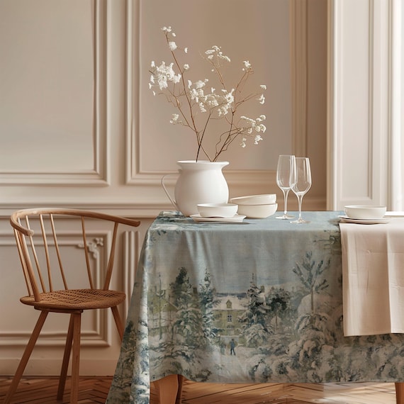 Holiday Tablecloth, Piette's House at Montfoucault, Camille Pissarro, Christmas tablecloth