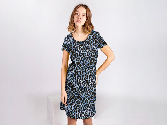 Snow Leopard Linen Tunic Dress, Summer Dress