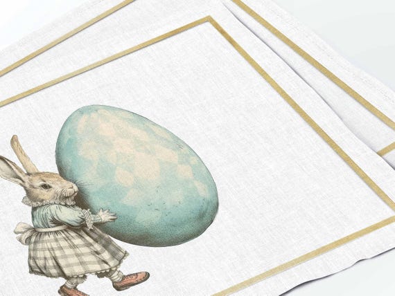 Placemats set, Storybook Springtime, linen placemats, Easter table set, Easter placemats, 100% linen
