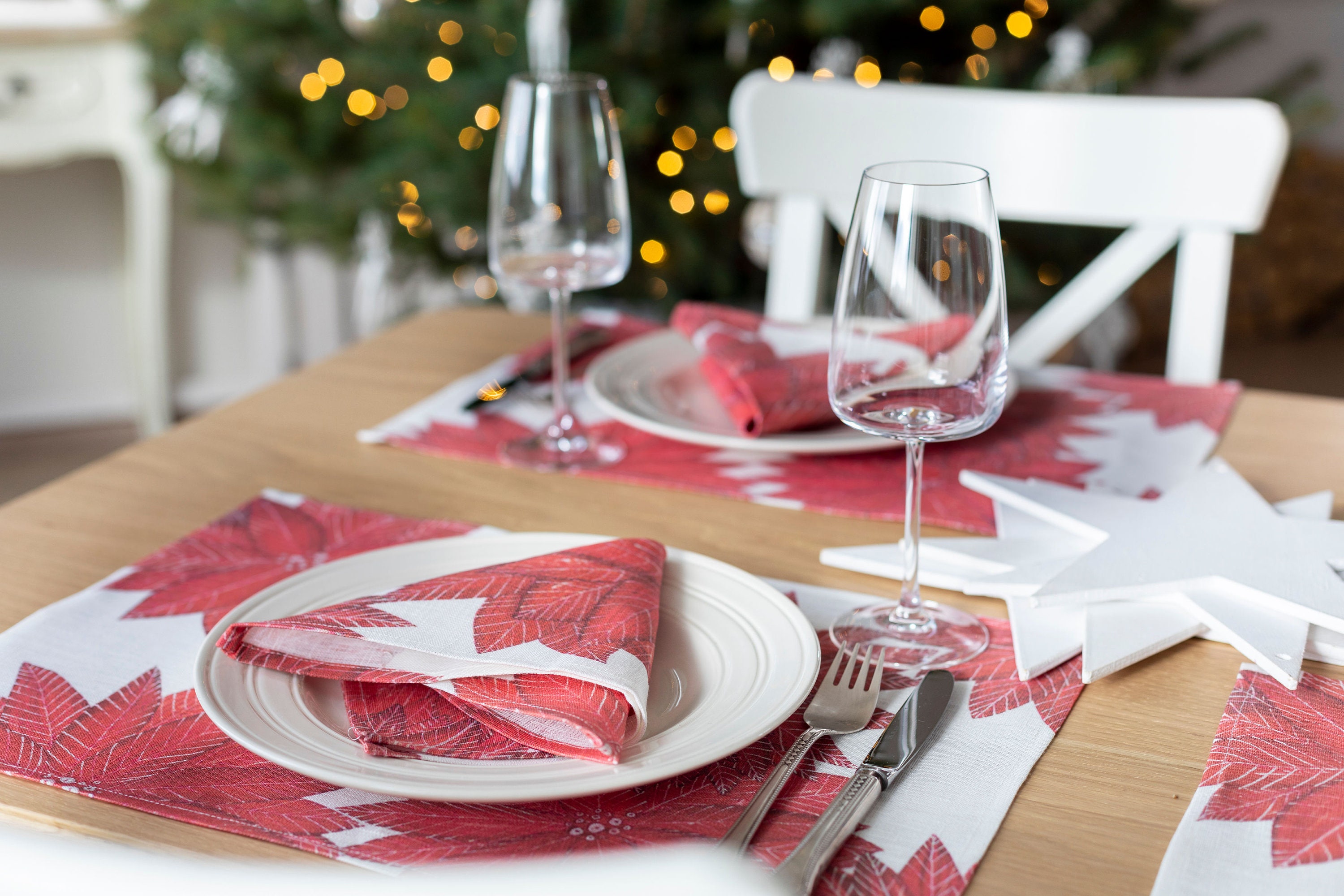 heilig Catastrofe oplichter Placemats Set Poinsettia Christmas Flower Linen Placemats - Etsy Israel