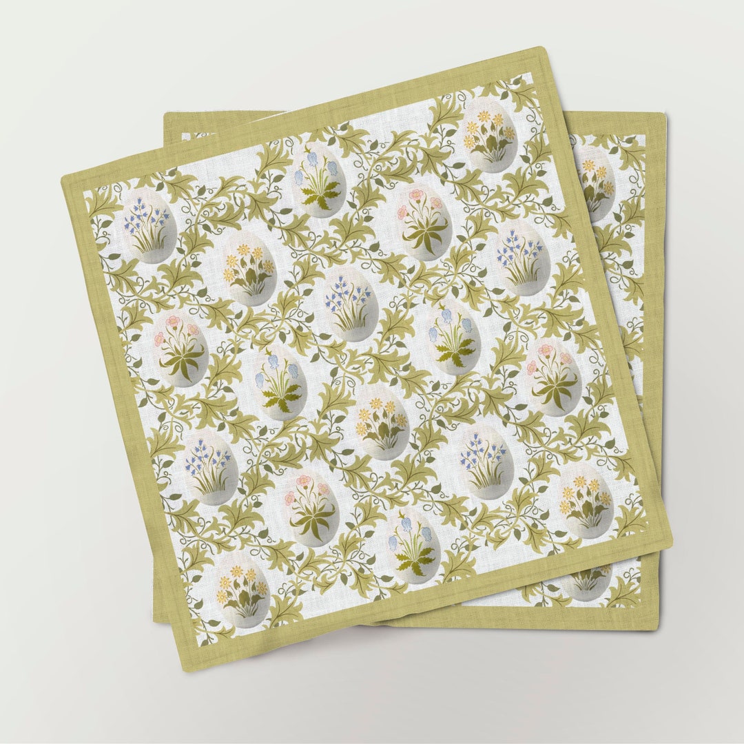 Easter Napkins William Morris Celandine Napkins Set Linen Etsy