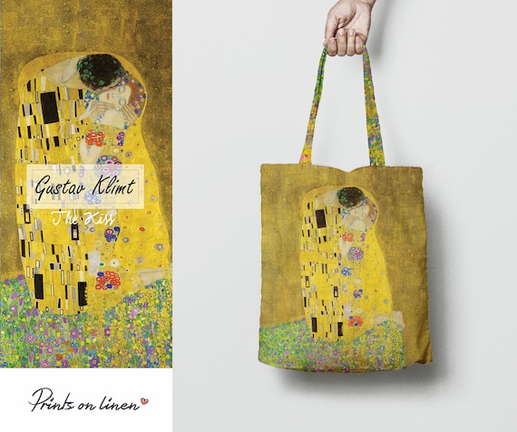 Tote bag, Klimt, The Kiss, linen bag, art print, birthday gift, shoulder bag, tote bag canvas, bridal shower, teacher bag, vintage bag