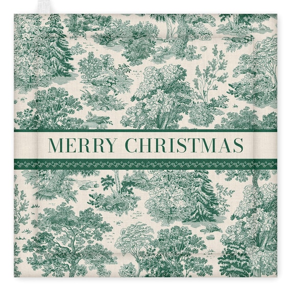 Linen Pot Holder, Toile Pine, 100% linen