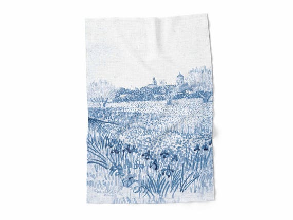 Linen towel, Van Gogh, View of Arles with Irises in the Foreground, 100% linen