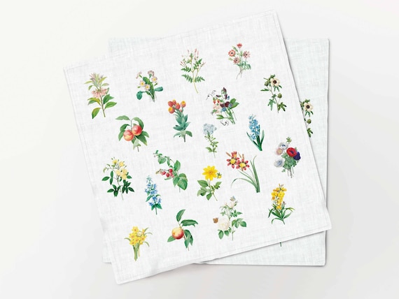 Napkins set, Beautiful Blooming Wild Flowers, 100% linen