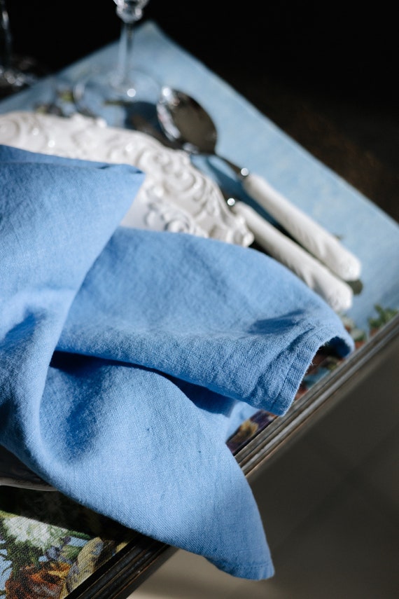 Napkins set, Cornflower blue, linen napkins, washed napkins, Lavender napkins, 100% linen, linen napkins set