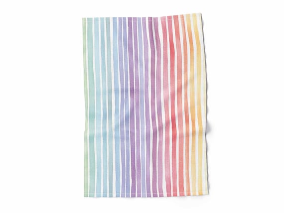 Kitchen Towel, Rainbow Stripes, 100% linen