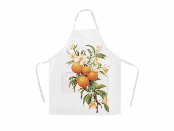Linen apron, Floral Citrus Elegance, kitchen apron, custom apron