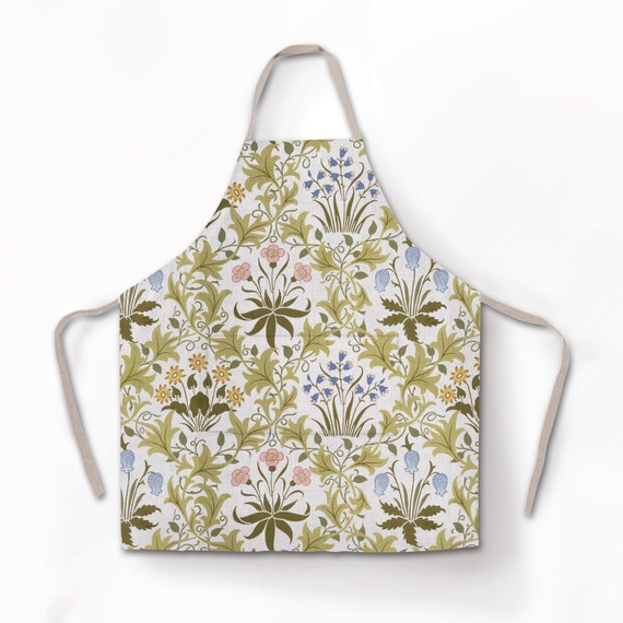 Linen apron, William Morris, Celandine, apron patterns, women apron, 100% linen apron, apron wholesale, cross back apron, apron with pocket