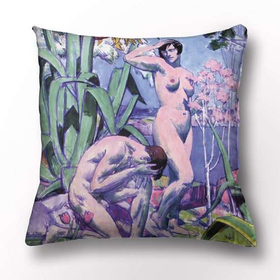 Francis Cadell, Adam and Eve, Cushion cover, vintage pillow, wholesale pillow, linen pillow, Vintage gift, studio decor, organic linen