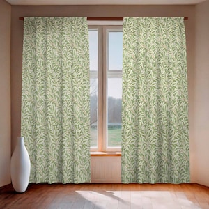 Curtains set, William Morris, Willow Bough, linen curtains, 100% linen, window curtains, linen curtains, rod pocket