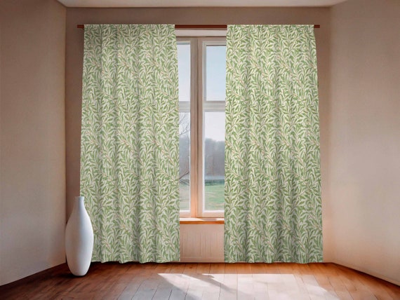 Curtains set, William Morris, Willow Bough, linen curtains, 100% linen, window curtains, linen curtains, rod pocket