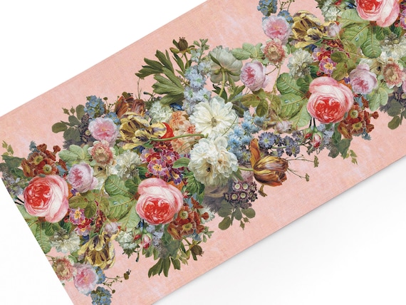Floral Linen Table Runner, Gerard van Spaendonck Still Life, Pin Edition, 100% Linen