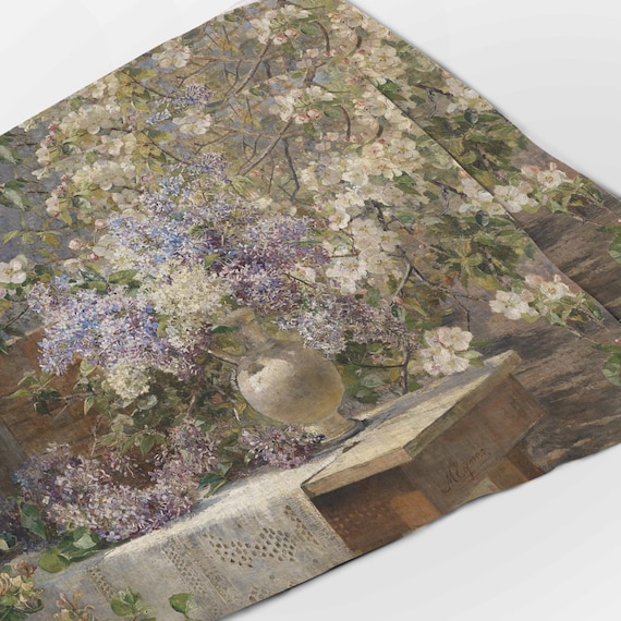 Placemats set, Marie Egner, In The Blossoming Bower, 1896, linen placemats, classic art placemats, Spring placemats