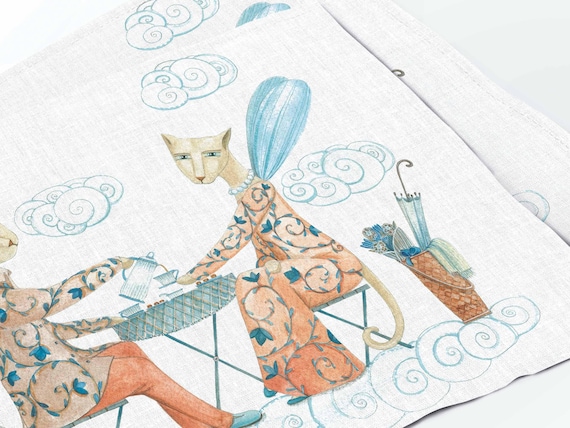 Placemats set, Lunch in the Park, Milda Kozyroviciute, Storybook Feast, linen placemats, Kids placemats