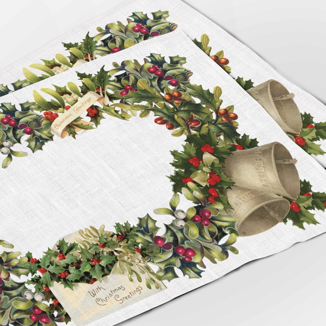 Christmas Placemats, Placemats Set of 4, Vintage Christmas, Christmas