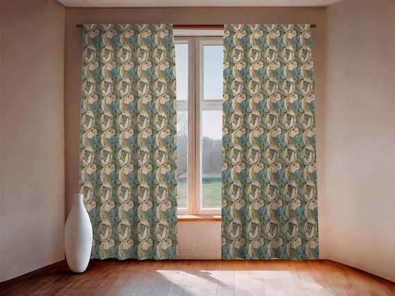 Linen curtains, William Morris, Acanthus, Curtains for living room, 100% linen, rod pocket, Custom curtains, window curtains
