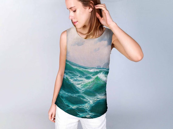 Linen top, Stormy sea with an iceberg Grigori Ivanovitch Kapustin (Ukrainian, 1865-1925), linen shirt, 100% linen