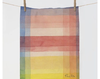 Kitchen towel, Paul Klee, Architecture of the Plain, Abstract art, Dish towel, linen towel, wholesale towels, 100% linen