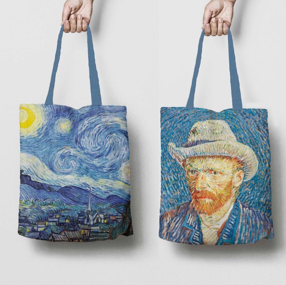 Two sides linen tote bag, Vincent van Gogh, Starry Night, Autoportret, linen tote, 100% linen, hand made in Lithuania